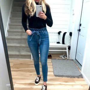 Skinny paper bag jeans